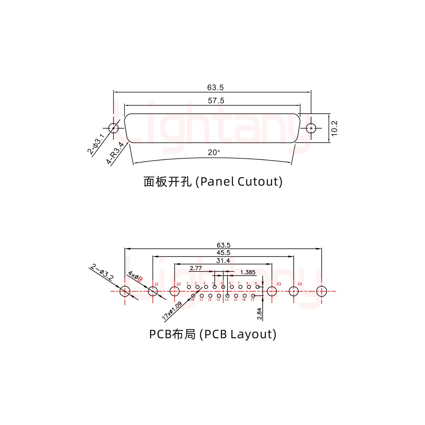 21W4公PCB直插板/鉚魚叉7.0/大電流20A