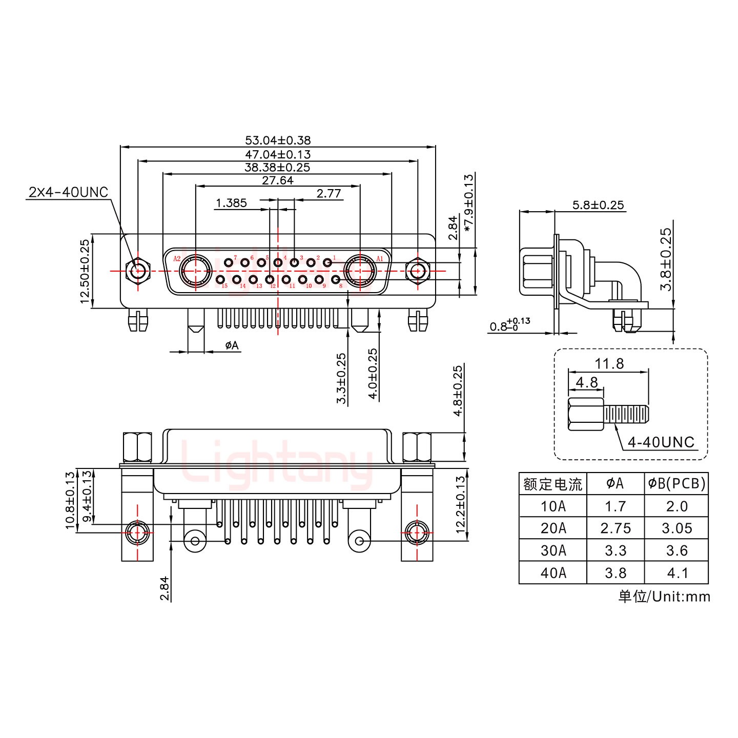 17W2母PCB彎插板/鉚支架10.8/大電流30A
