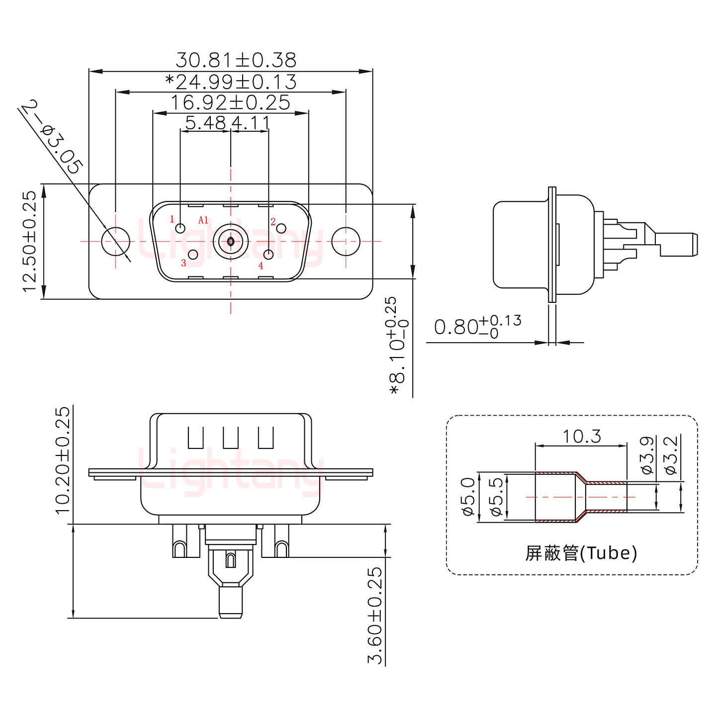 5W1公焊線(xiàn)式/光孔/射頻同軸50歐姆
