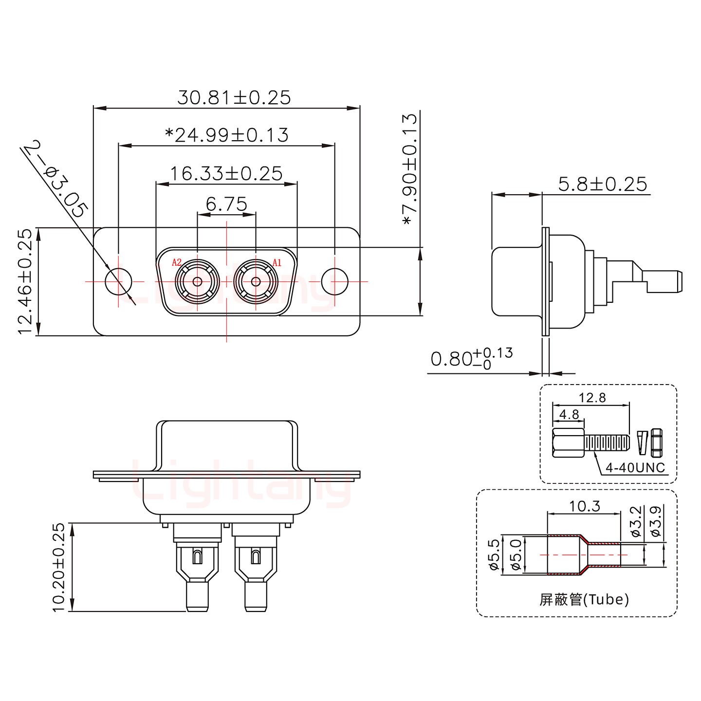 2W2母焊線(xiàn)式/配螺絲螺母/射頻同軸75歐姆