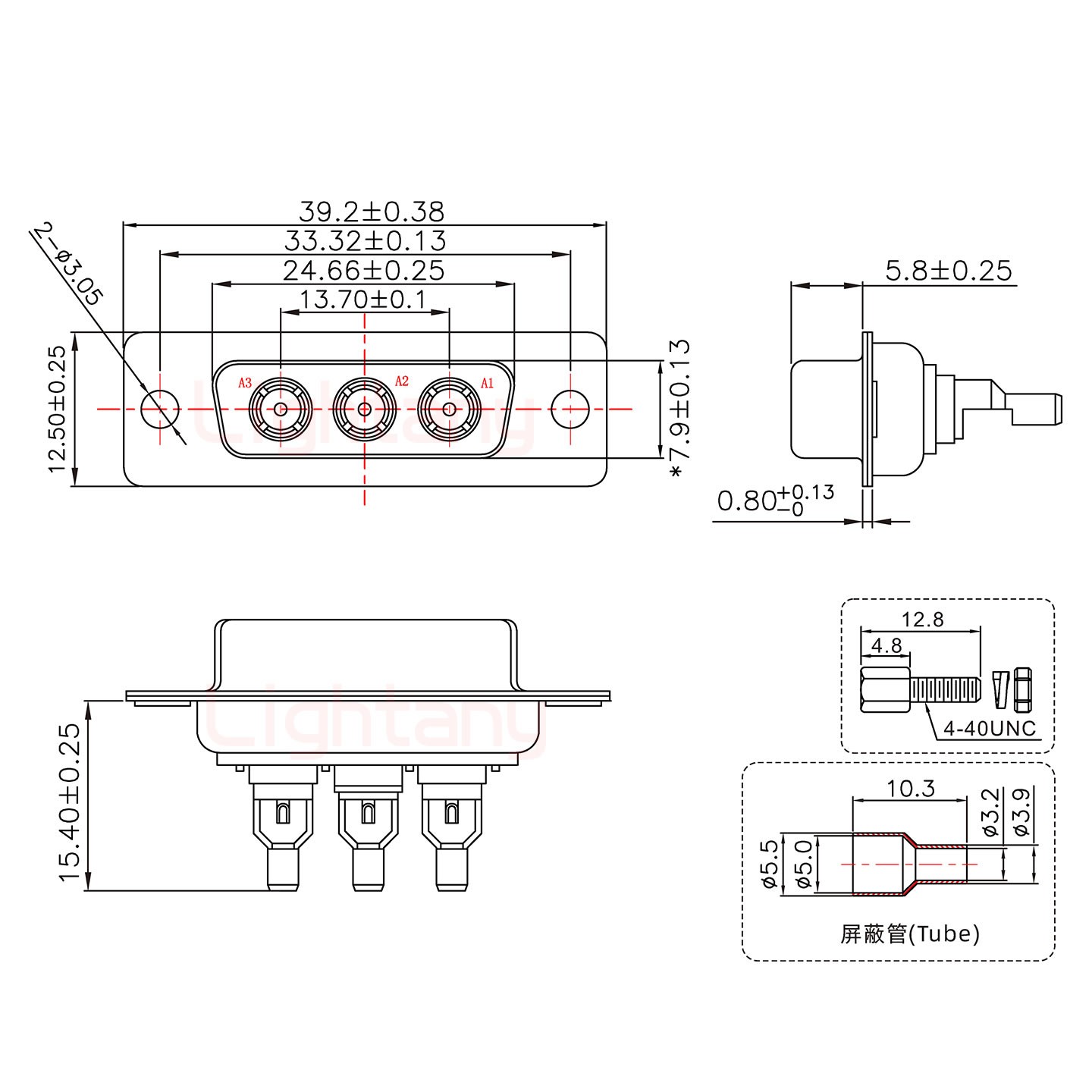 3W3母焊線(xiàn)式/配螺絲螺母/射頻同軸75歐姆