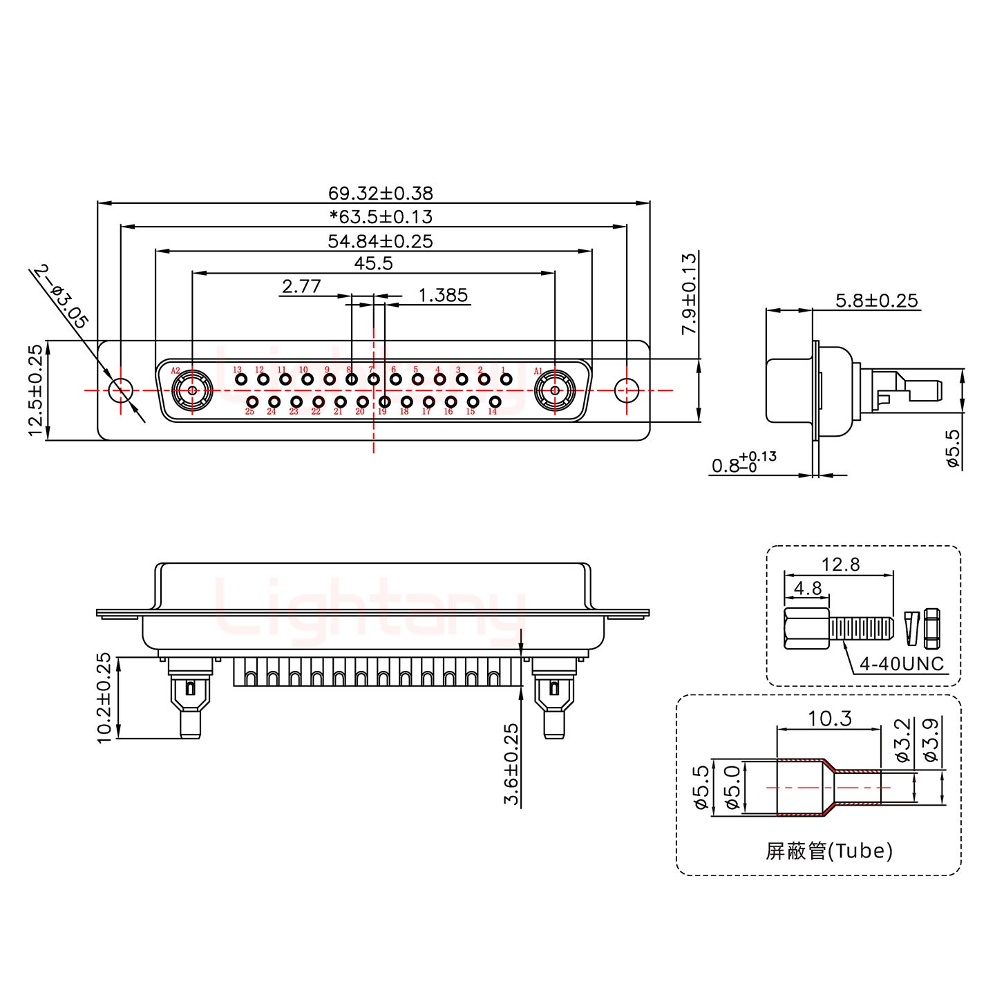27W2母焊線(xiàn)式/配螺絲螺母/射頻同軸75歐姆