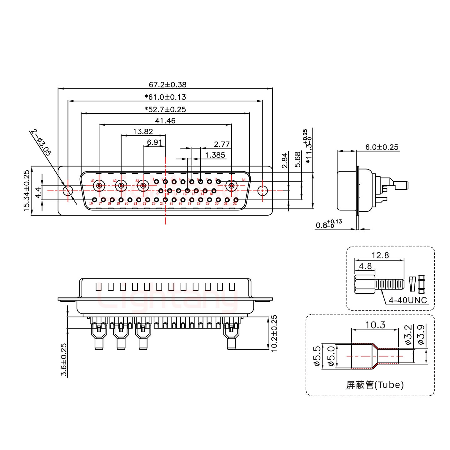 36W4公焊線(xiàn)式/配螺絲螺母/射頻同軸50歐姆