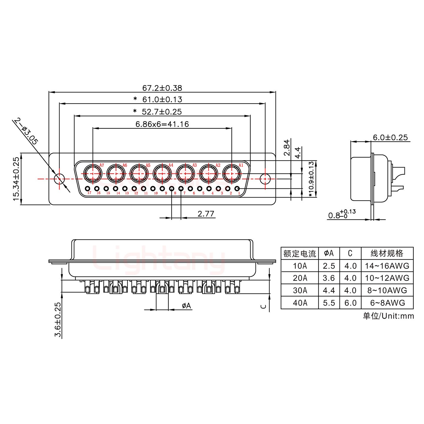 24W7母短體焊線(xiàn)/光孔/大電流30A