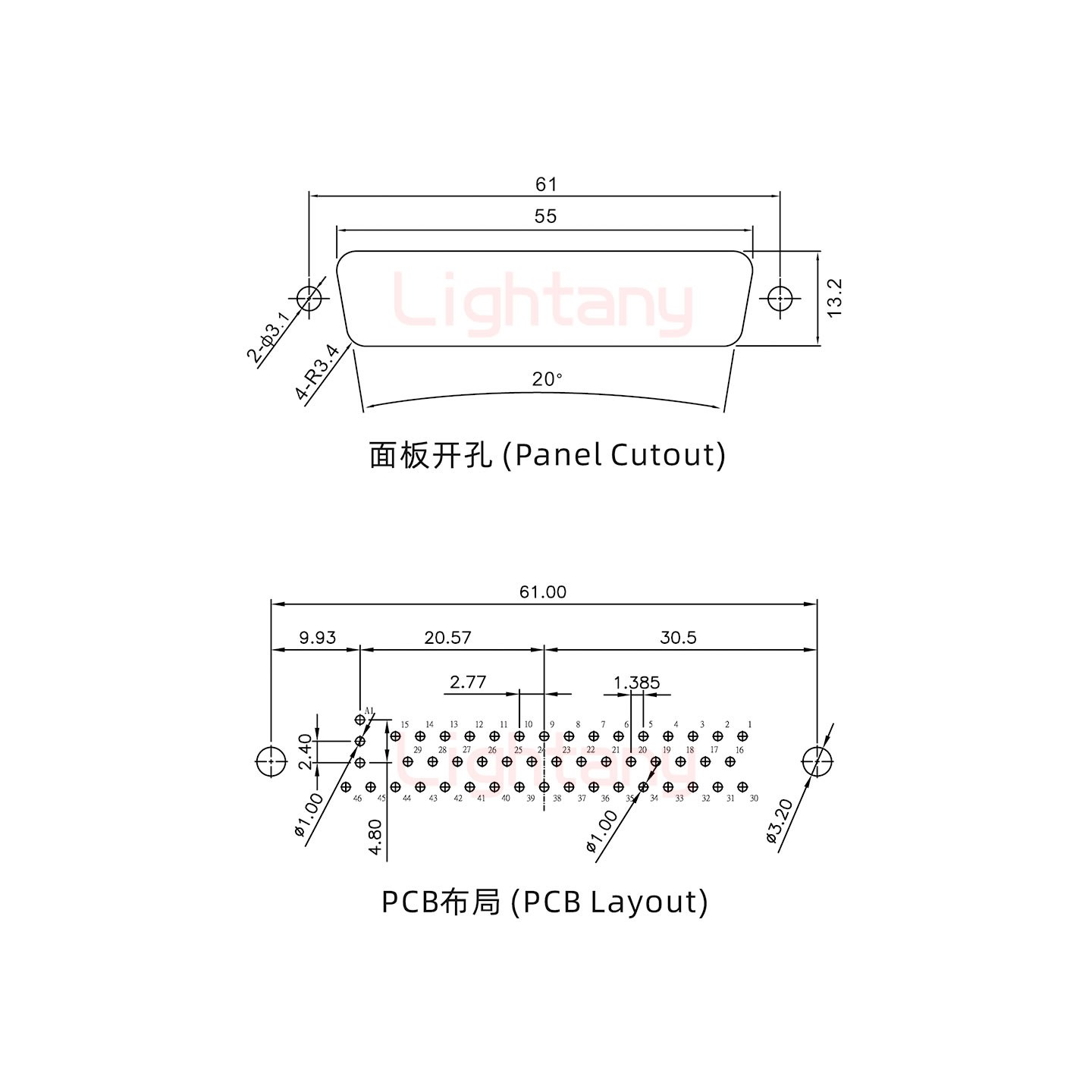 47W1母PCB直插板/鉚魚叉7.0/射頻同軸75歐姆