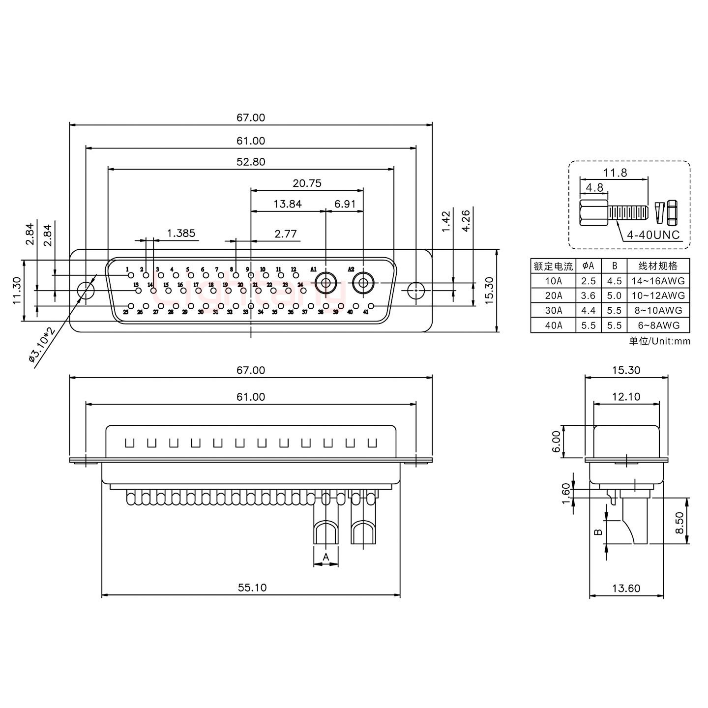 43W2公長(zhǎng)體焊線/螺絲螺母/大電流10A