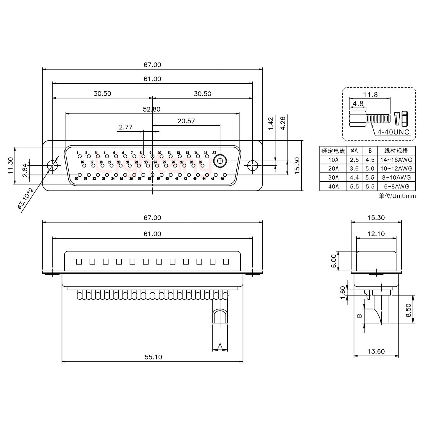 47W1公長(zhǎng)體焊線/螺絲螺母/大電流10A