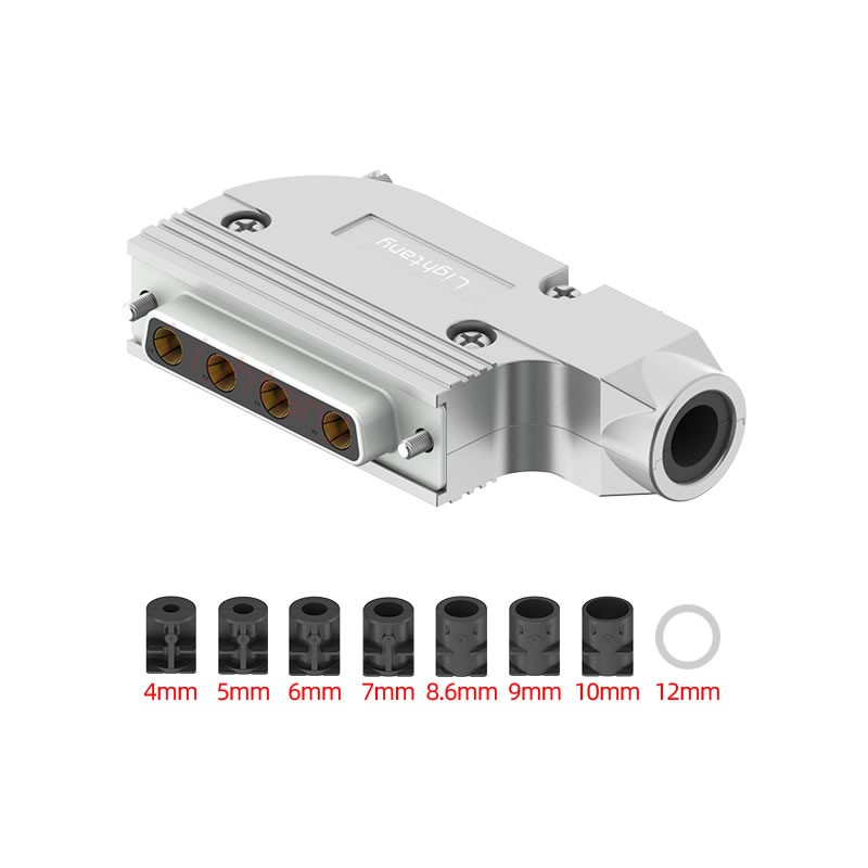 4W4母短體焊線40A+25P金屬外殼1015彎出線4~12mm