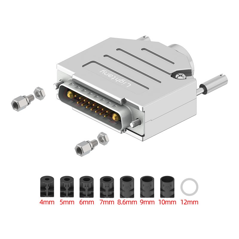 17W2公短體焊線40A+25P金屬外殼1657直出線4~12mm