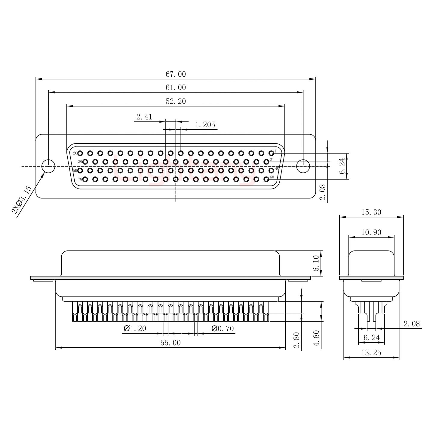 HDB78母頭焊線+防水直式接頭 線徑10~16mm