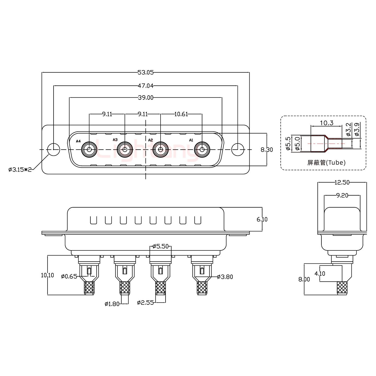 4W4公頭焊線(xiàn)+防水接頭/線(xiàn)徑10~16mm/射頻同軸75歐姆
