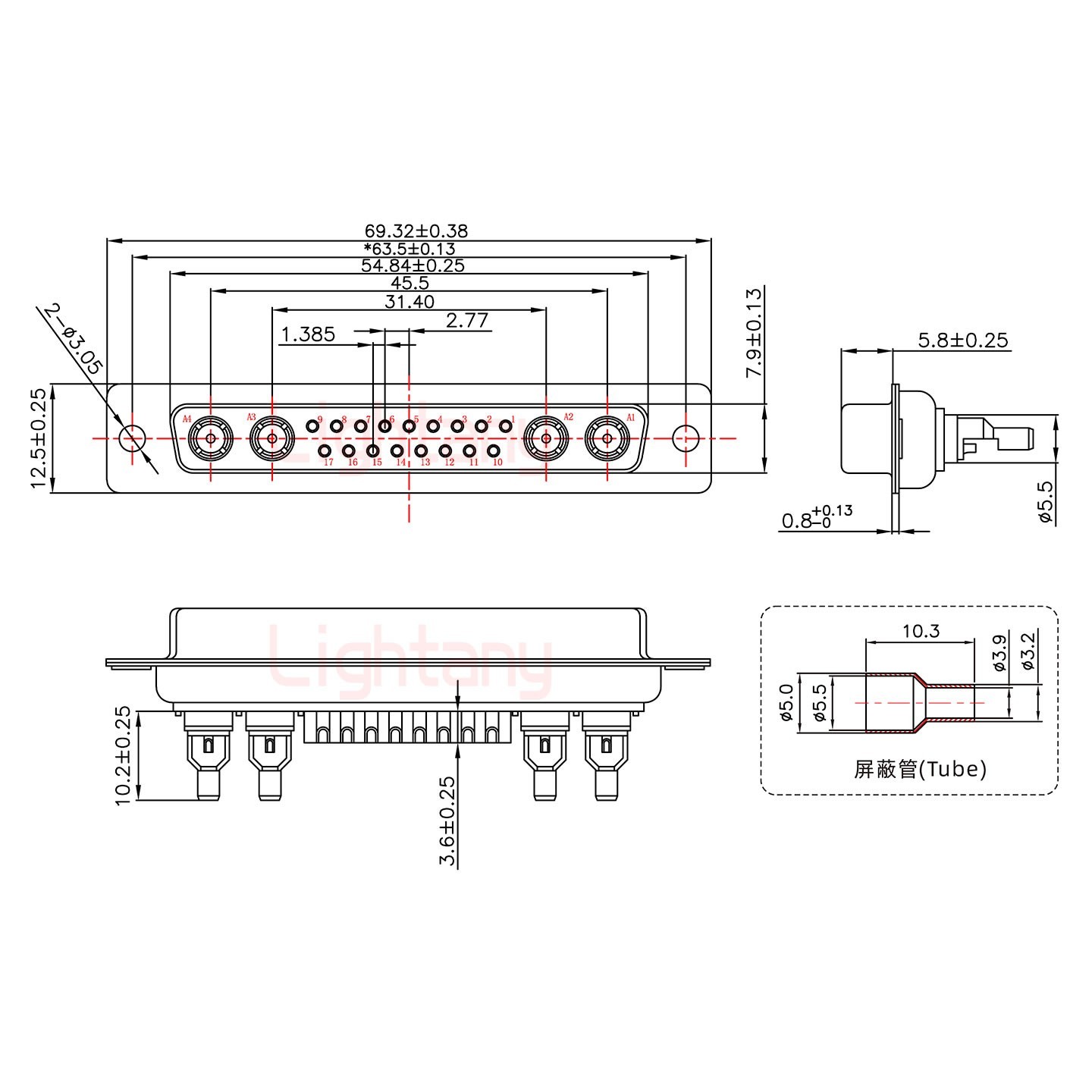 21W4母頭焊線(xiàn)+防水接頭/線(xiàn)徑5~11mm/射頻同軸75歐姆