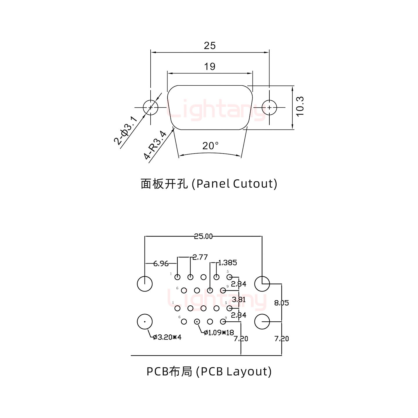 DR9 公對(duì)公 間距19.05 車針雙胞胎 D-SUB連接器