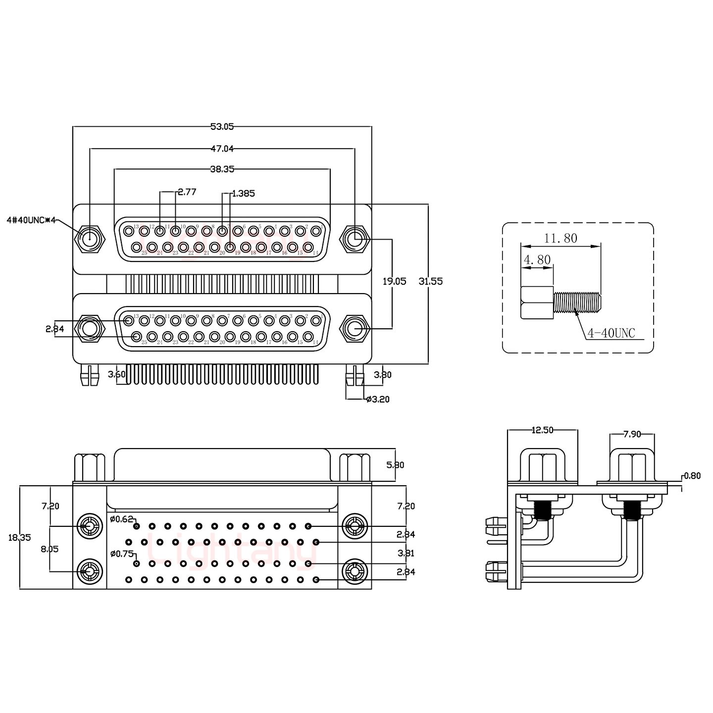 DR25 母對(duì)母 間距19.05車(chē)針雙胞胎 D-SUB連接器