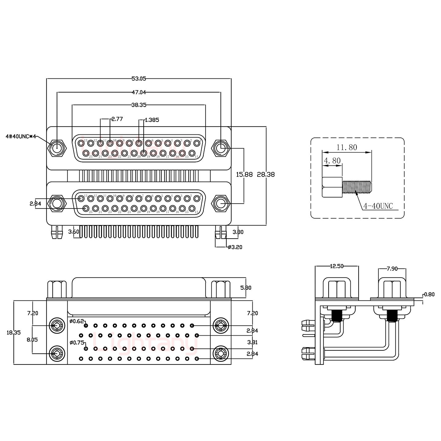 DR25 母對(duì)母 間距15.88車針雙胞胎 D-SUB連接器