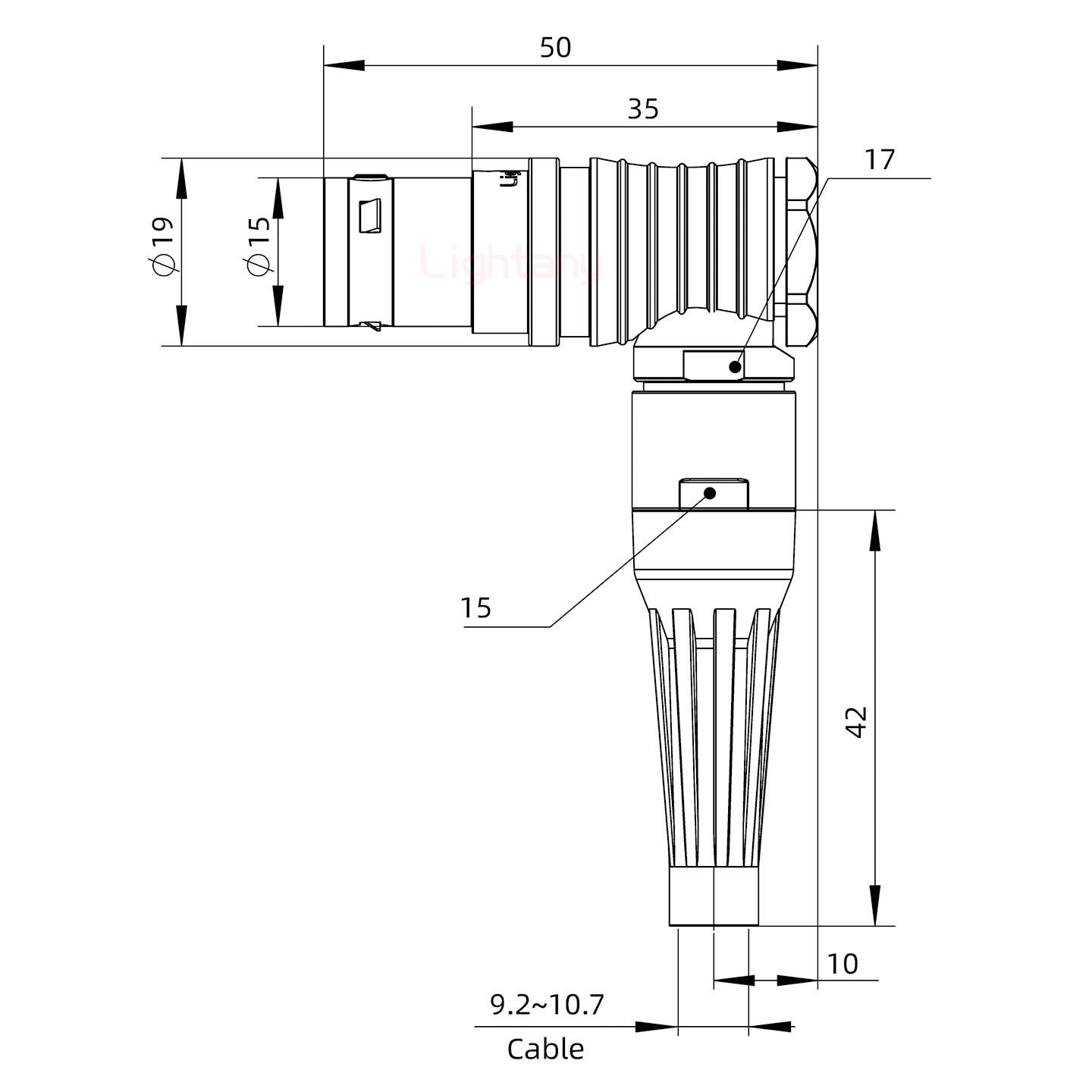 FHG.3B.007.CLAD10Z帶護套彎式插頭