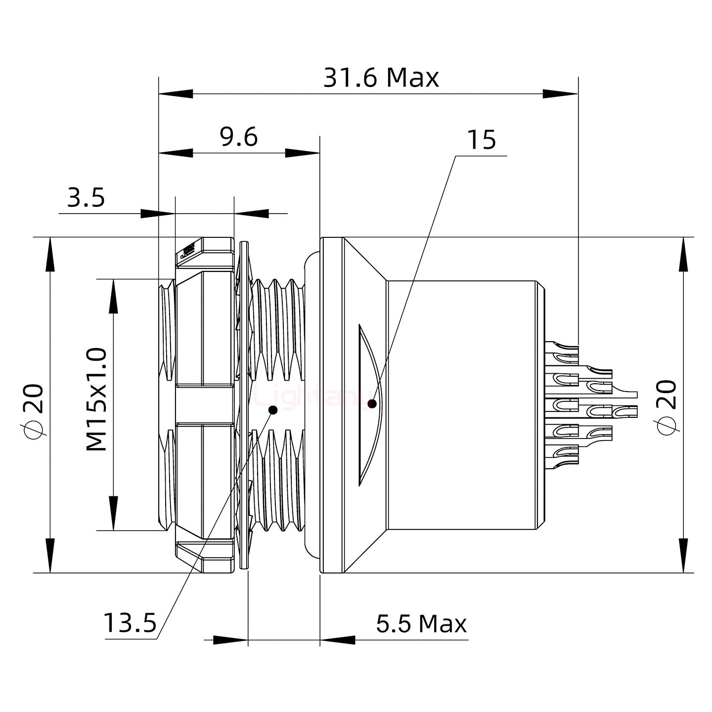 HEG.2B.026.CLLPV前螺母插座 真空密封