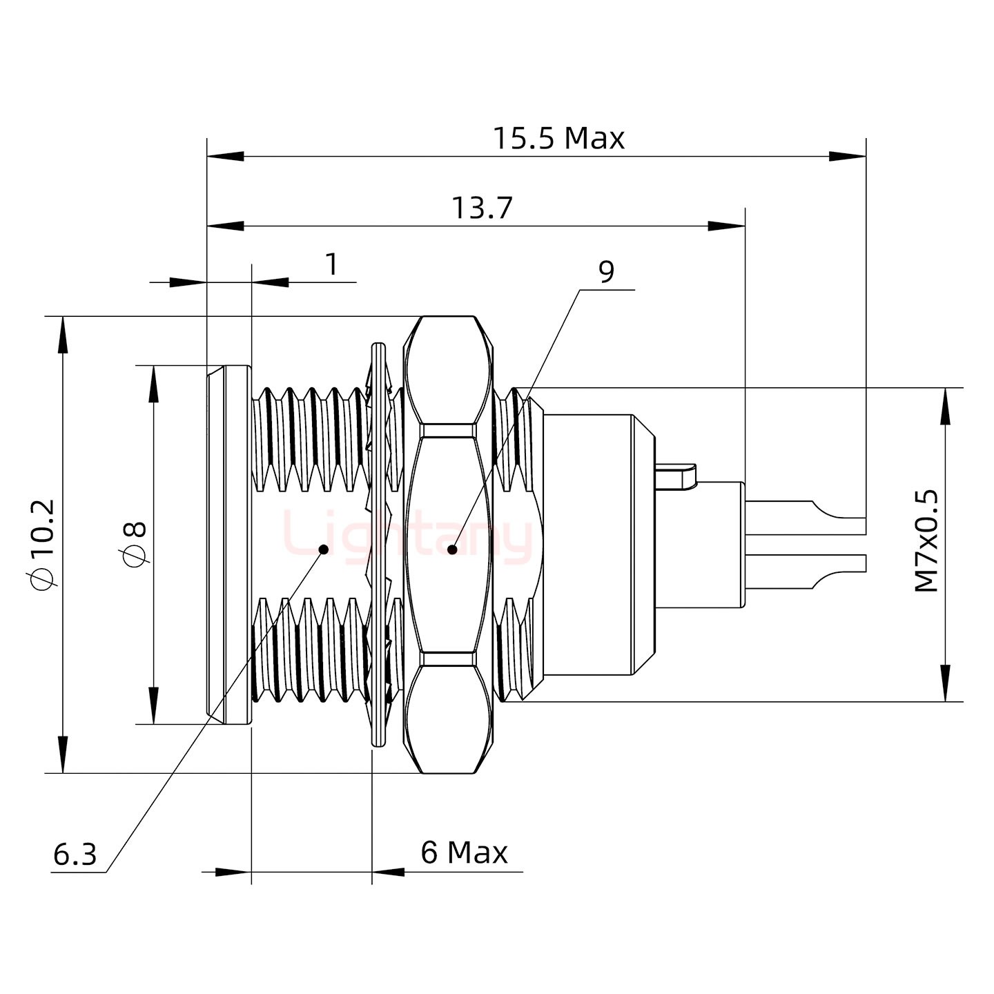 EGG.00.004.CLL推拉自鎖后螺母插座 焊線