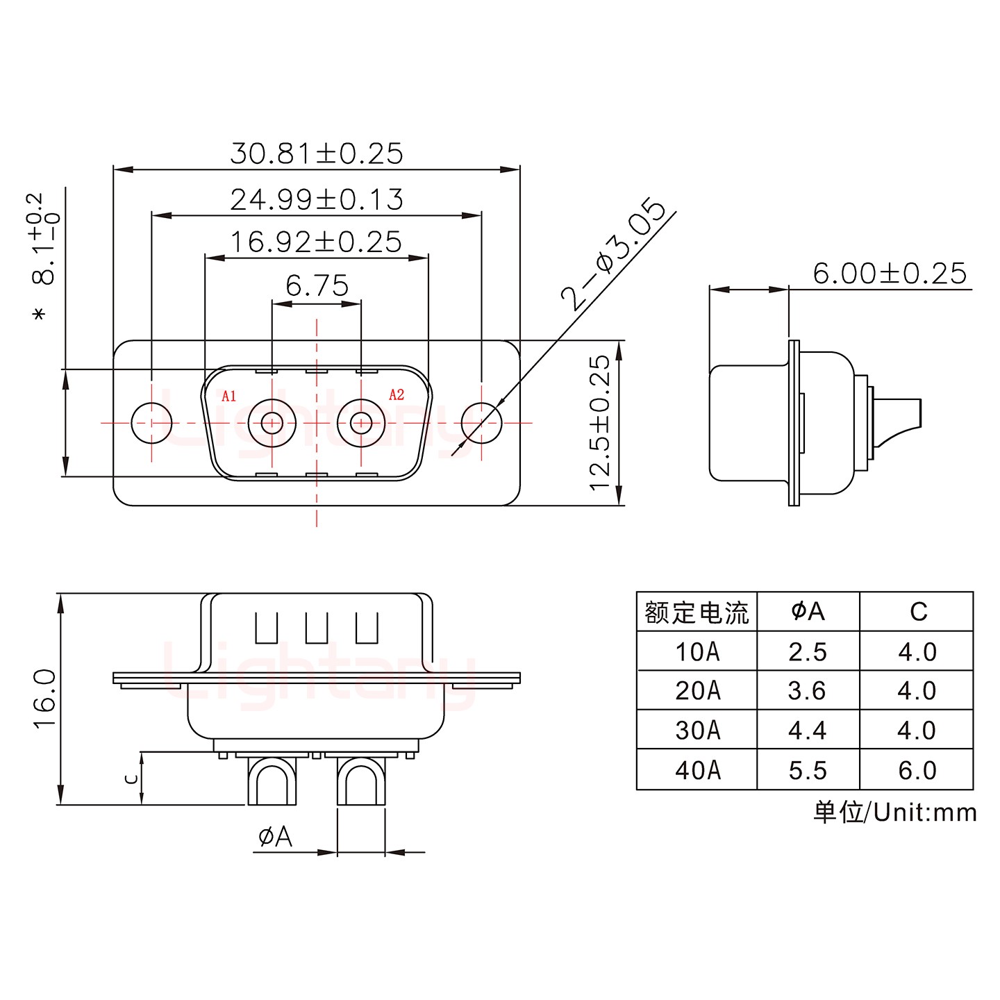 2W2公短體焊線(xiàn)30A+9P金屬外殼1707直出線(xiàn)4~12mm