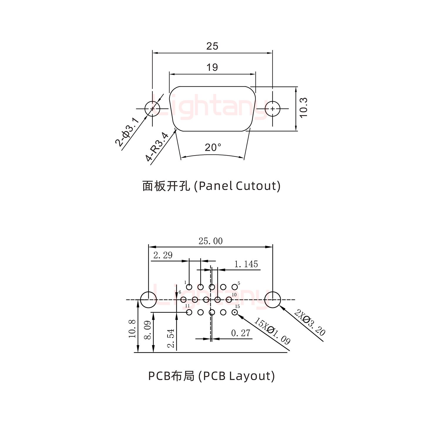 HDR15 公 彎插板8.89 金屬支架10.8鎖螺絲 車(chē)針