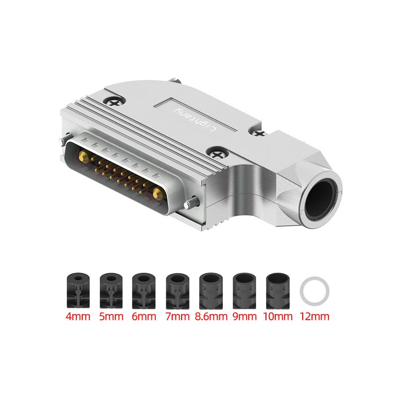 17W2公短體焊線20A+25P金屬外殼1015彎出線4~12mm